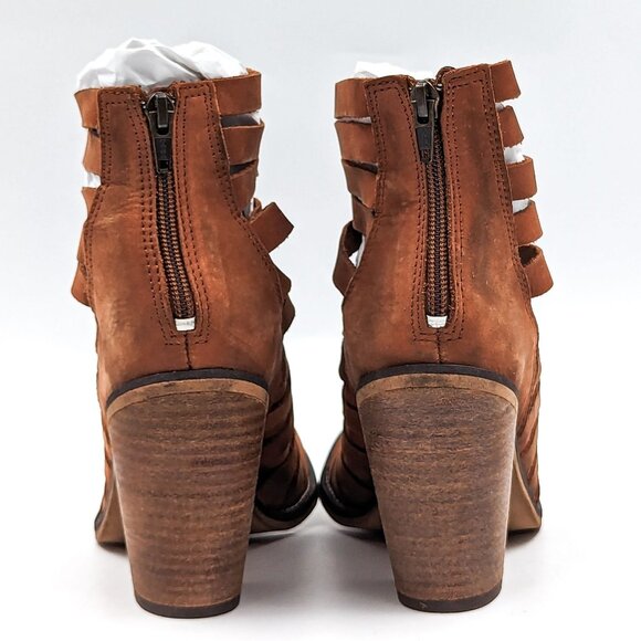 Free People Wmn Carrera Brown Distressed Leather Summer Strap Boots 8.5US EUR39 - Picture 6 of 11